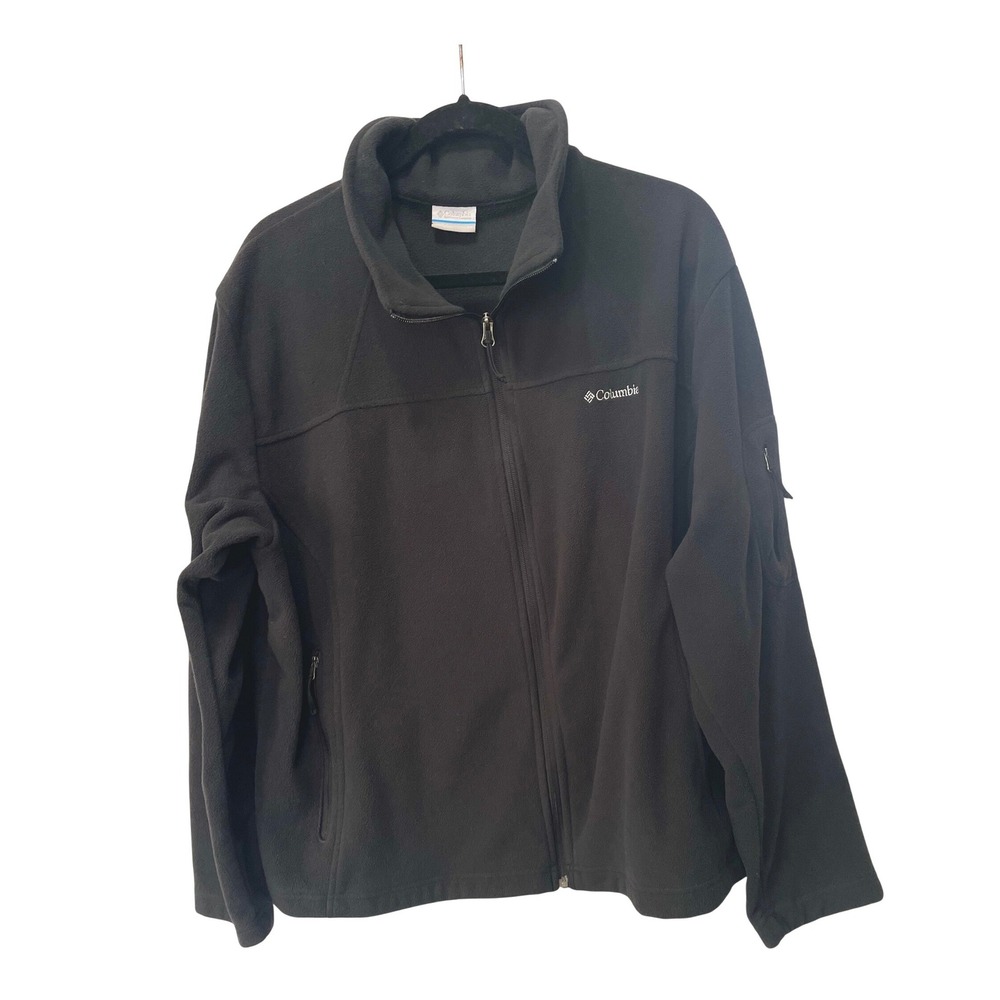 Columbia Fleece Jacket Womens 3X Black Full Zip Mock Neck Outdoor Soft
